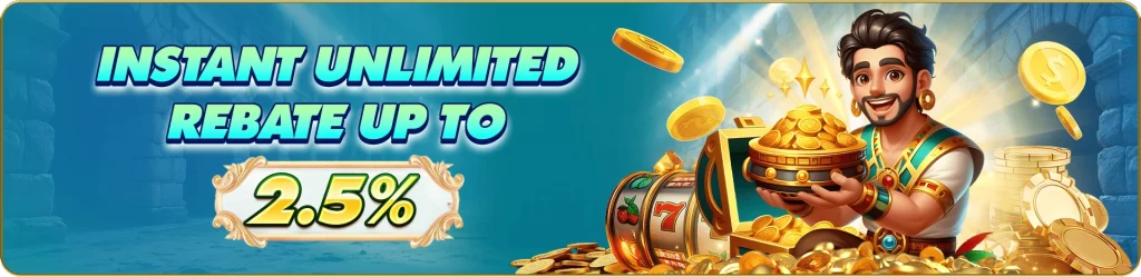 WAGIPLUS casino promotion for instant unlimited rebate up to 2.5%, claim rewards after games play